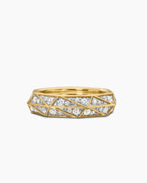 Faceted Band Ring in 18K Yellow Gold with Diamonds, 6.2mm